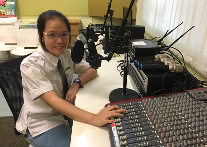 Asta Cheng learned to speak up  through the school’s Applied Learning Programme and now rocks the radio waves. (Photo credit: Holy Innocents’ High School)